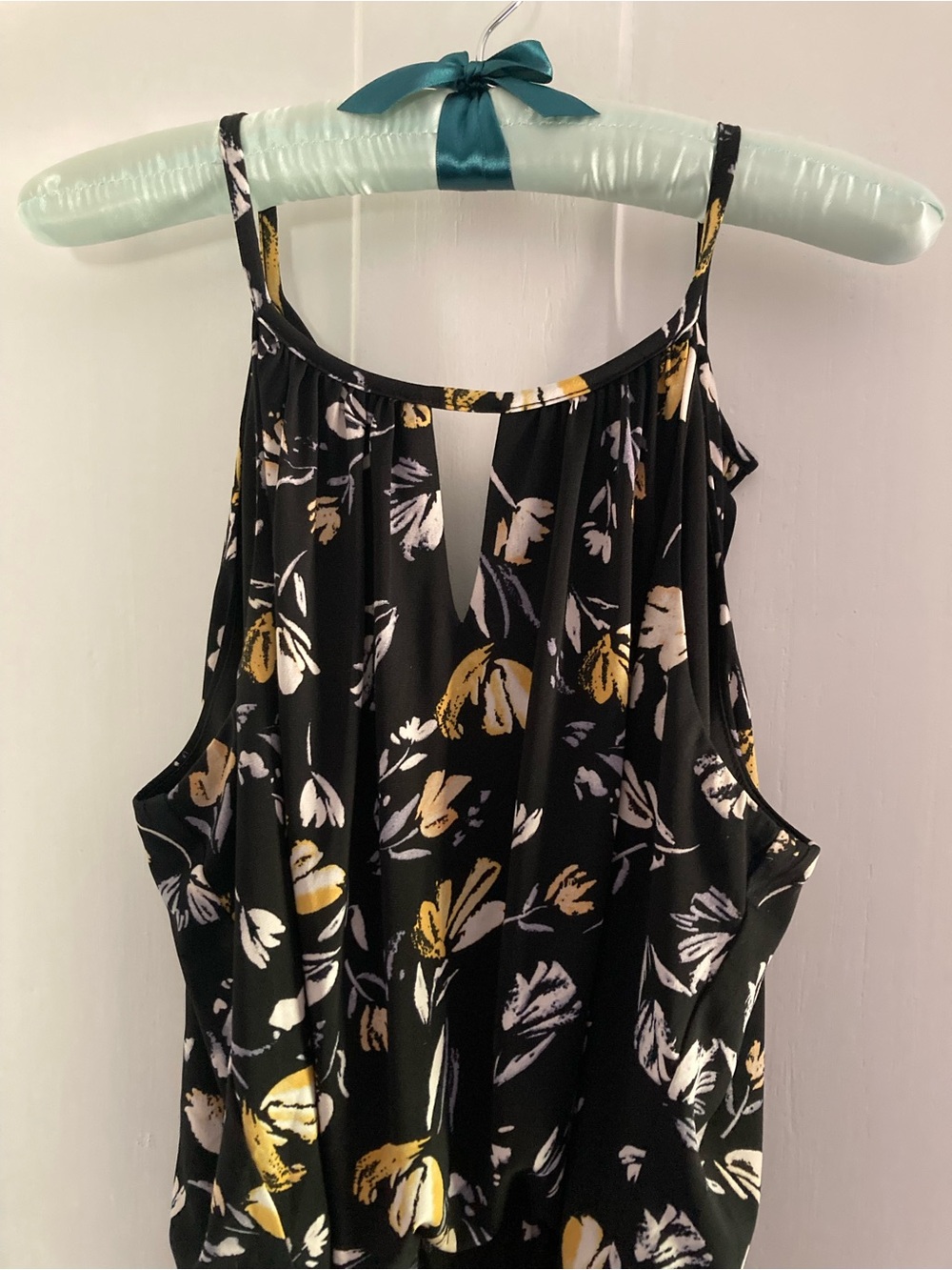 London Times Black Jumpsuit with Yellow & White Floral Print - Picture 2 of 4
